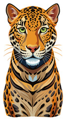 cartoon amur leopard  illustration - vector illustration leopard, leopard vector art isolated on white