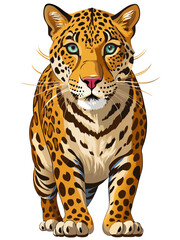 amur leopard  illustration - vector illustration leopard, leopard vector art isolated on white