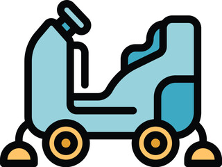 Modern autonomous floor cleaning robot cleaning the floor using rotating brushes, side view