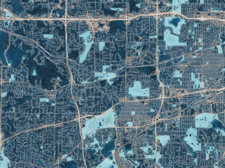 Painterly Style City Map of Minnetonka Mills  Minnesota, USA in a Blue Color Scheme.