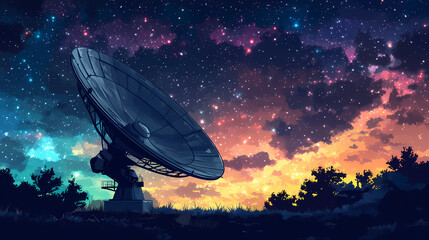 Obraz premium Vector illustration of a satellite dish