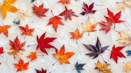 Tranquil Maple Leaves Watercolor Pattern on Textured Paper