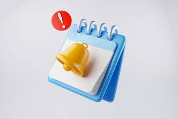 3D calendar icons mark the date and time for event meeting reminders. Calendar with 3D clock for appointments, due dates, vacation planning. 3d alarm clock illustration