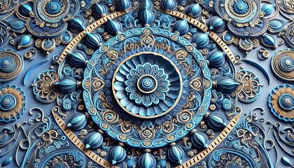 Fototapeta premium Diwali Festival Wallpaper - Elaborate Blue Design