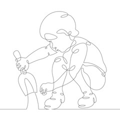 One continuous line.
Little child playing. Childrens games. Portrait of a baby.
One continuous drawing line logo isolated minimal illustration.