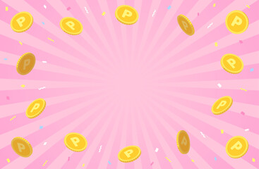 ポイントコインがはじけ飛ぶイメージのベクターイラスト素材