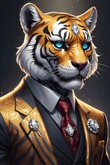 Mafia animals, animals in suits, gangster animals. Lions, monkeys, gorillas, wolves, tigers, and other animals wearing suits. AI images.