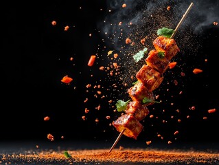 Spicy achari paneer tikka, cottage cheese cubes marinated in pickling spices and grilled