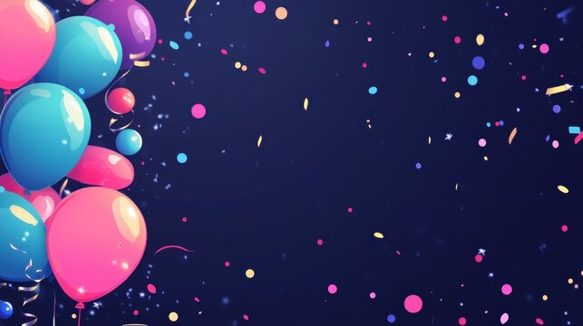 Vibrant Celebration with Colorful Balloons and Confetti