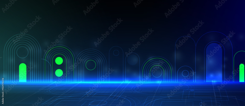 Aufkleber abstract modern science and technology futuristic dark blue background. handmade vector.