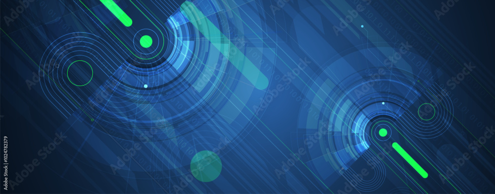 Poster abstract modern science and technology futuristic dark blue background. handmade vector.