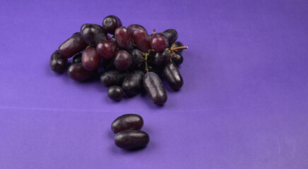 Natural organic different types of fresh ripe juicy grapes and space for text on table. top view, Agriculture concepts.