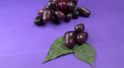 Natural organic different types of fresh ripe juicy grapes and space for text on table. top view, Agriculture concepts.