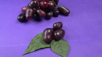 Natural organic different types of fresh ripe juicy grapes and space for text on table. top view, Agriculture concepts.