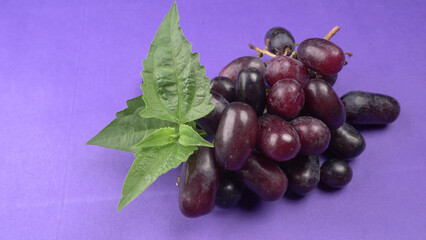 Natural organic different types of fresh ripe juicy grapes and space for text on table. top view, Agriculture concepts.