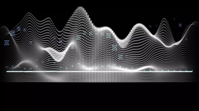 Sound wave line music abstract background. Pattern black and white illustration. Digital Equalizer Isolated Digital Sound on Black Background.