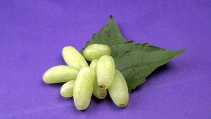 Natural organic different types of fresh ripe juicy grapes and space for text on table. top view, Agriculture concepts.