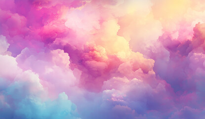 Fototapeta premium Soft Pastel Cloudscape Background with Dreamy Pink, Purple, and Blue Tones in a Sunset Sky