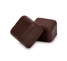 Chunk of chocolate bar with rich cocoa texture homemade, cocoa mass isolated on white background