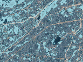 Painterly Style City Map of Plainfield  New jersey, USA in a Blue Color Scheme.