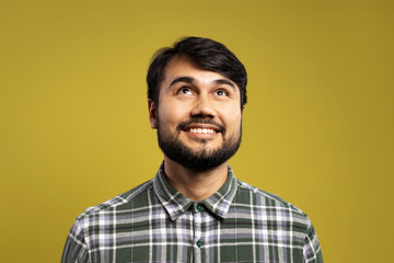 front man smiling and looking up