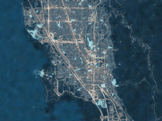 Painterly Style City Map of Provo Utah, USA in a Blue Color Scheme.