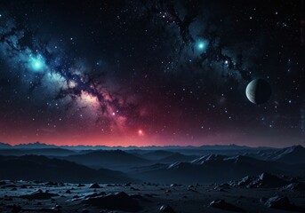 Fototapeta premium futuristic space background, Asteroids And Gas Giant