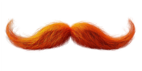 Ginger moustache isolated on transparent background.