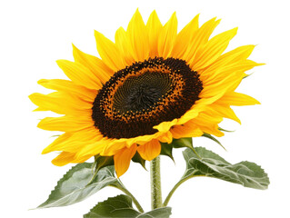 Obraz premium Vibrant sunflower on white background for floral design and spring marketing