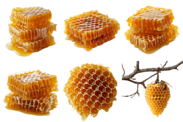 Set of Honeycomb  and beehive isolated on white background