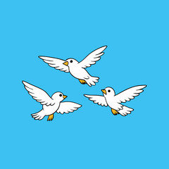 white birds flying in sky