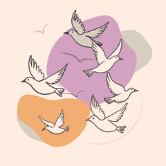 white birds flying in sky