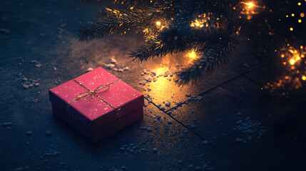 Merry christmas and new year holidays background. Blurred bokeh background with light bulbs and...