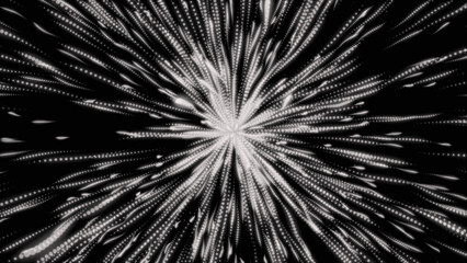 Abstract silver background. Explosion star. illustration digital. 3D rendering of bright particles fill the space with jets of energy and light.