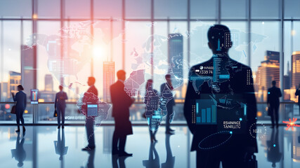 Business People Silhouette. Teamwork Global Business Concepts. AI generated image, ai.