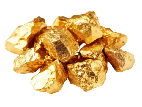 Shiny pieces of gold nugget cluster for luxury design and art projects