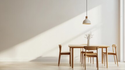 Minimalist Dining Room with Wooden Table and Chairs