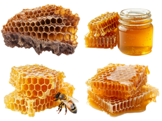 Set of Honeycomb  and beehive isolated on white background