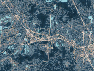 Painterly Style City Map of San Marcos  California, USA in a Blue Color Scheme.