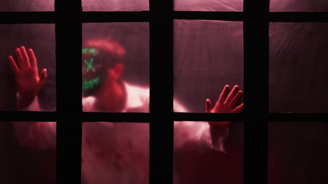 Trapped Monster With Flashing Lights In The Prison 