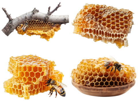 Set of Honeycomb  and beehive isolated on white background