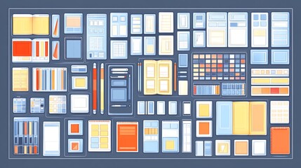 Colorful set of interface elements for web and mobile design, user interface, and app design.