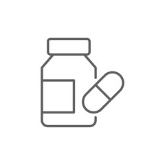 Pill bottle icon. Outline style. isolated. Editable stroke