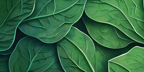 Close-up view of green leaf texture, showcasing its intricate details Ideal for use as a background or wallpaper with a fresh, natural aesthetic