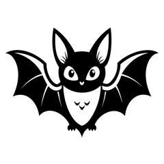Scary Bat black silhouette for Happy Halloween Day Design vector illustration