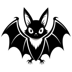 Scary Bat black silhouette for Happy Halloween Day Design vector illustration