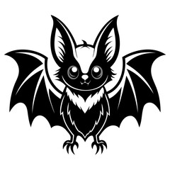 Scary Bat black silhouette for Happy Halloween Day Design vector illustration