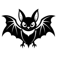 Scary Bat black silhouette for Happy Halloween Day Design vector illustration