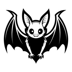 Scary Bat black silhouette for Happy Halloween Day Design vector illustration