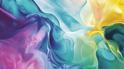 Creating a vibrant abstract fluid art background with colorful swirls and shapes, evoking movement and energy. Smooth transitions and organic flow bring tranquility and wonder